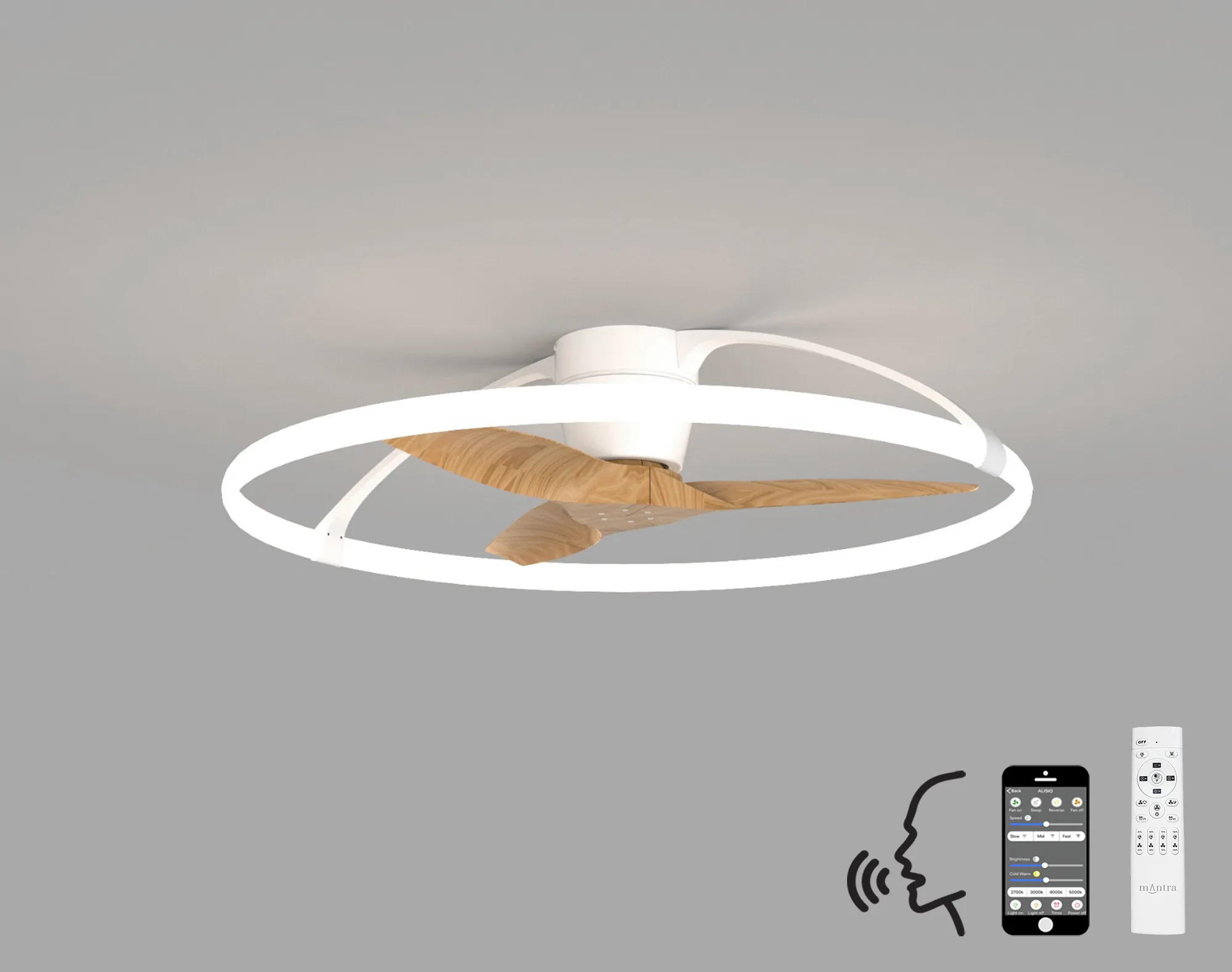 Nepal 75W LED Dimmable Ceiling Light & Fan, Remote / APP / Voice Controlled White M7532  Mantra Nepal